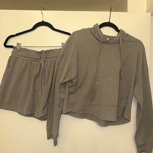 Cozy Gray Hoodie and Shorts Set